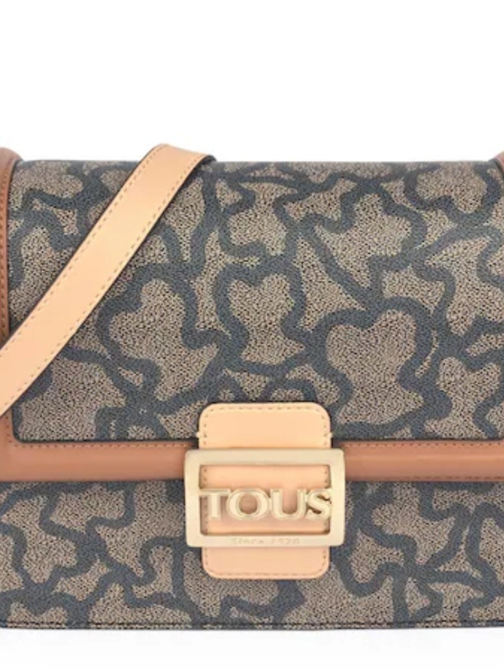 TOUS Beige & Gray Patterned Leather-Trim Crossbody